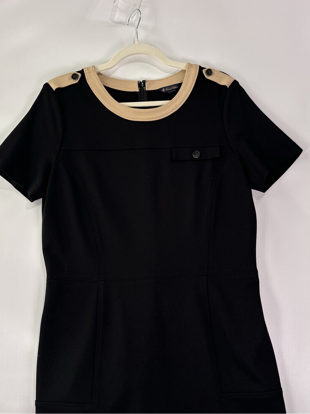 Brooks Brothers Sheath Dress Short Sleeve Button Epaulet Viscose Blend Size 10 - Picture 5 of 15